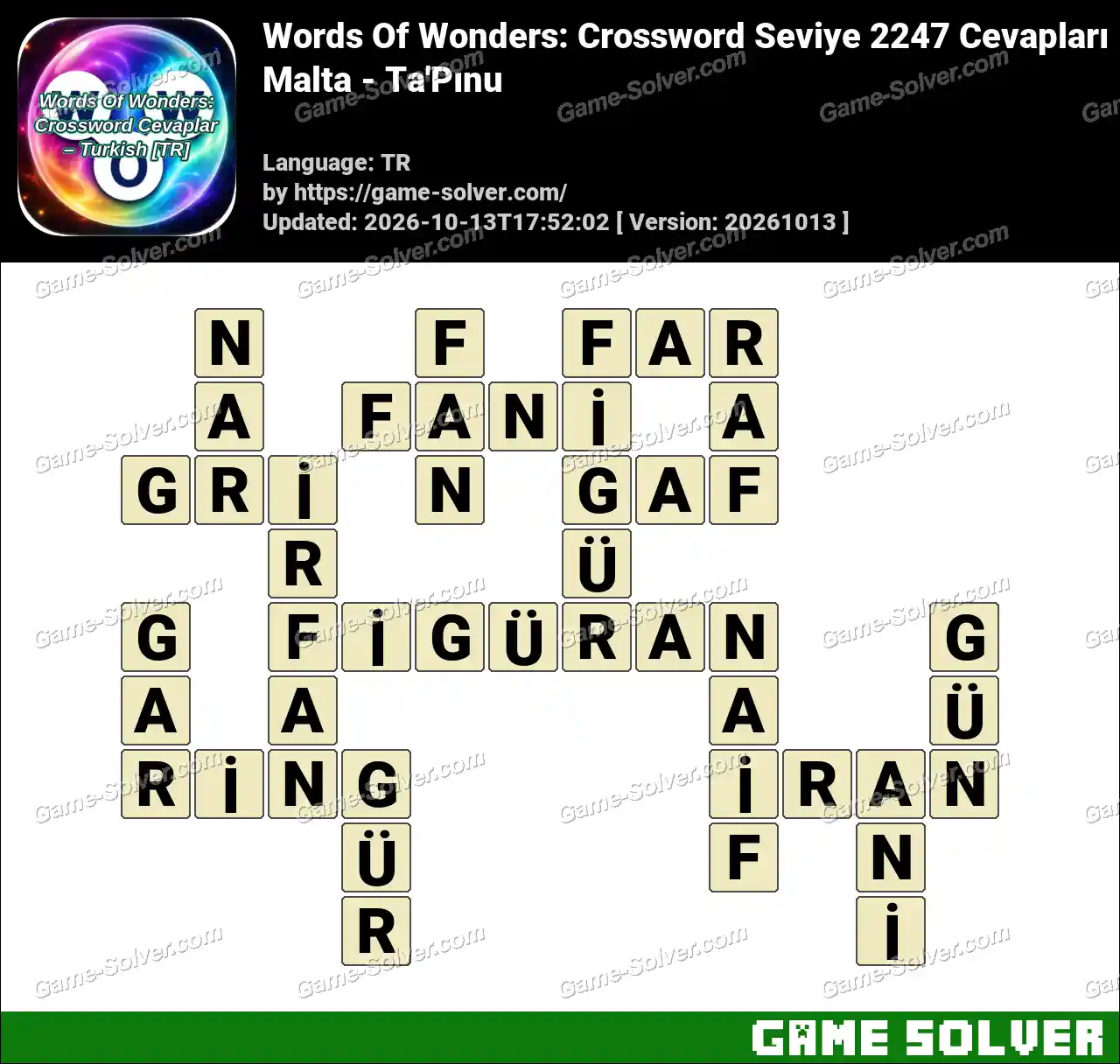 Words Of Wonders: Crossword Seviye 2247 Cevapları – Malta – Ta’Pınu